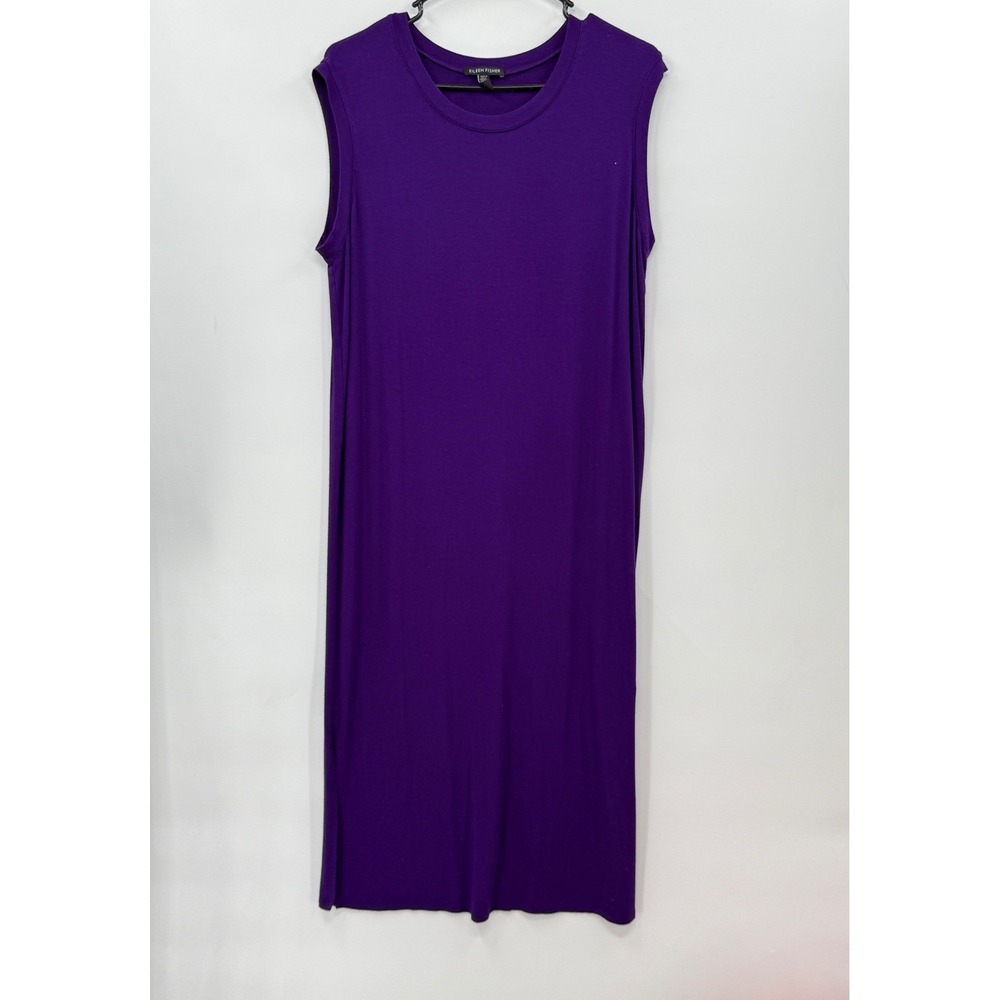 Eileen Fisher Purple Sleeveless Knit Maxi Dress Relaxed Casual Everyday S